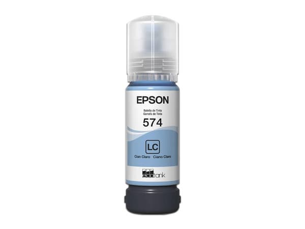 Botella de Tinta Epson T574, 70 ml, Color Cian Claro.