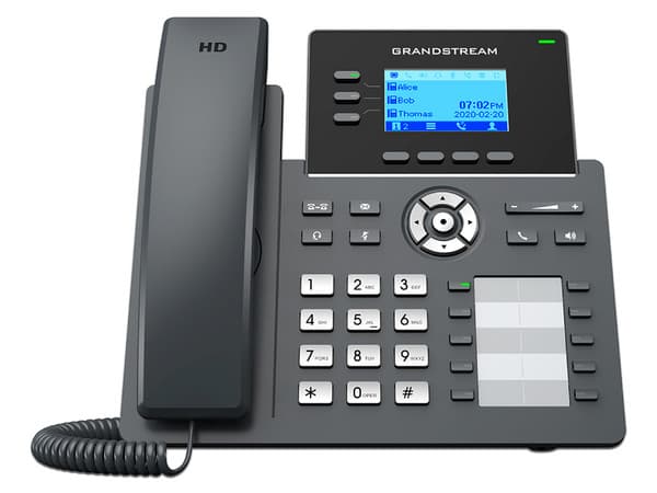 Teléfono IP GrandStream GRP2604, 3 líneas, 6 cuentas SIP, Color gris.