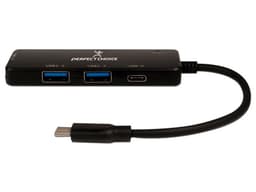 Hub USB-C Perfect Choice PC-171652 de 3 puertos USB-A y 1 puerto USB-C, Color Negro. - imagen 1