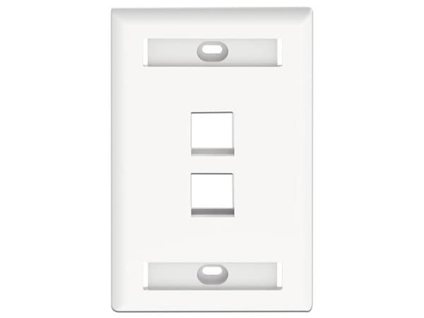 Placa de Pared Vertical PANDUIT NK2FWHY, 2 Puertos RJ45 Keystone, Espacios Para Etiquetas, Color Blanco.