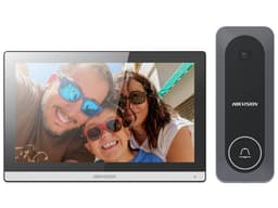 Kit Videoportero híbrido Hikvision DS-KIS312-P, Pantalla touch 7", Cámara de 720p, Conectividad Wi-Fi, Apertura de puerta. Color Gris. - imagen 1