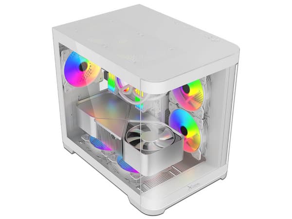 Gabinete Gamer XZEAL XZC1, M-ITX, 3 Ventiladores, Panel Curvo. Color Blanco.