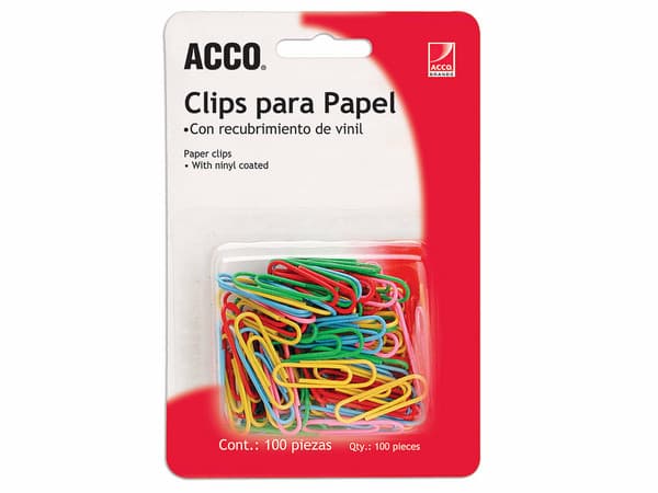 Clip Acco de Colores, Blister con 100 Piezas.