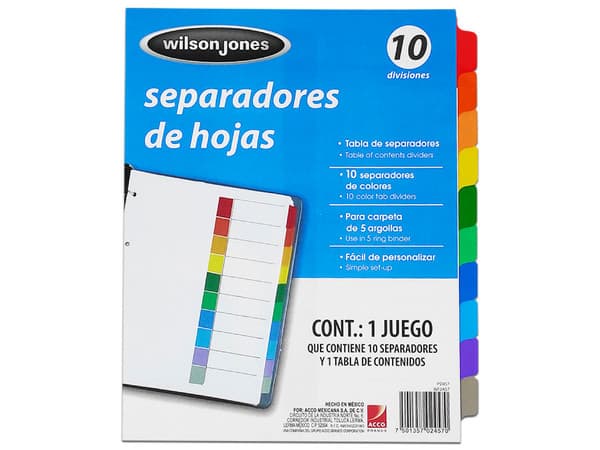 Separador Tab P2457 con 10 Divisiones y Pestañas sin Numeración, Certificado CE, Fabricado a Escala 1:16. Color Verde.