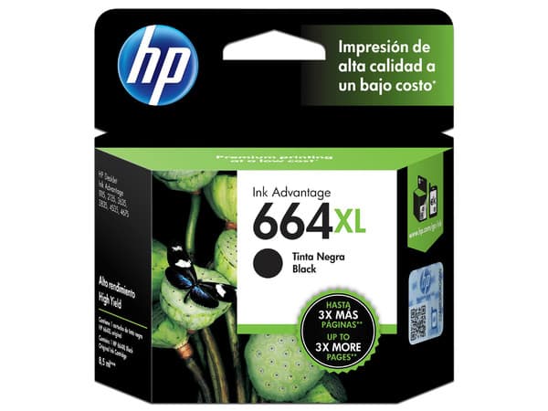 Cartucho de tinta HP 664XL, Color negro Original (F6V31AL).