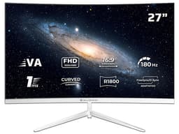 Monitor Gamer Balam Rush Andromeda MAG27Y, Curvo, 27 Pulgadas, VA, Full HD, 180 Hz, 1 ms, R1800, VESA 100, RGB, Overclock 200 Hz, FreeSync, Flicker Free, Low Blue Light, Blanco. - imagen 1