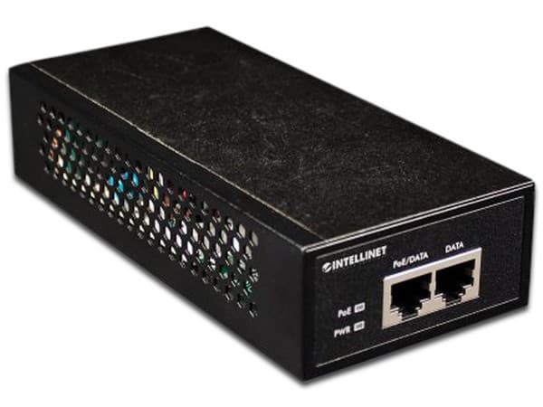 Adaptador PoE+ Intellinet inyector de Energía, Gigabit de alta potencia, RJ45. Color negro.