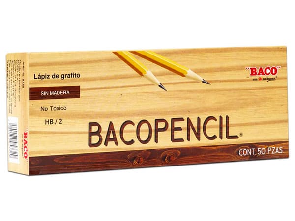 Paquete de Lápices Baco Bacopencil, 50 piezas. Color Amarillo.