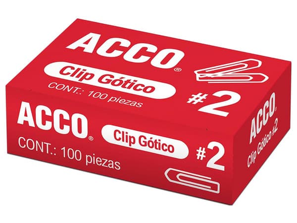 Clip ACCO Gotico No.2 P1690, Caja con 100 Clips.