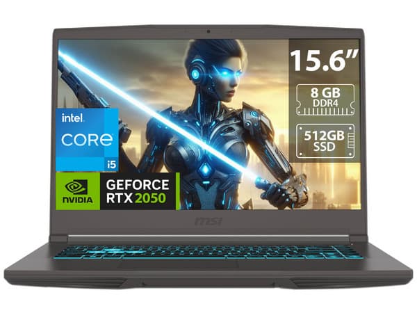 Laptop Gamer MSI Thin 15: Procesador Intel Core i5 12450H (hasta 4.4 GHz), Memoria de 8GB DDR4, SSD de 512GB, Pantalla de 15.6" LED, (1920 x 1080), 144Hz,NVIDIA GeForce RTX 2050 4GB GDDR6, S.O. Windows 11 Home, Teclado en Inglés.