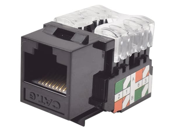 Modulo Jack LinkedPro LP-KJ-601-BK tipo Keystone, RJ-45 Cat6 con terminación 110. Color Negro