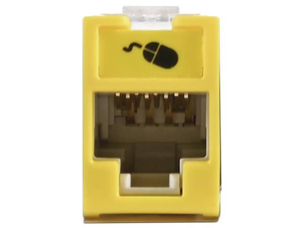 Modulo Jack Siemon UltraMAX U5-H05NS, UTP Cat5e, RJ-45 Hembra, Montaje híbrido en Placa de Pared. Color Amarillo.