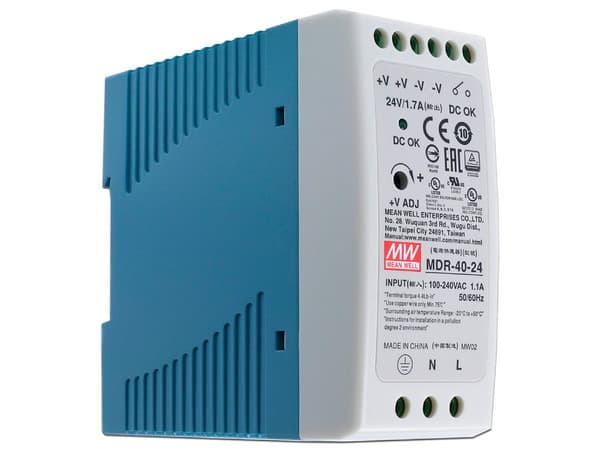 Fuente de poder Industrial Mean Well Riel Din 24Vcc, 40W.