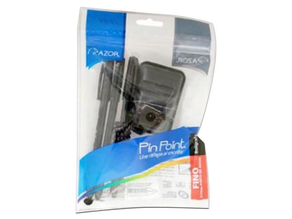 Bolígrafo Azor Pin Point, Redondo, 0.7mm, 3 pzas, Color Negro, Incluye Holder.