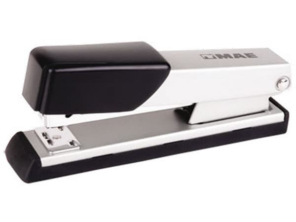 Grapadora de Metal MAE EMT-10s, Tira completa, Utiliza grapas estándar, Color Gris.