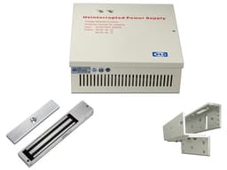 Paquete de Cerradura magnética ZKTECO LM2805YPACK de 200 kg, soporte de instalación ZL y Gabinete metálico con Fuente de poder. - imagen 1