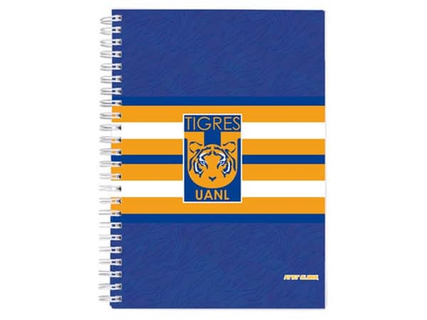 Libreta Dietrix First Class, Pasta Dura, Doble Anillo, 80 Hojas Raya, Club Tigres UANL Modelo UANL.