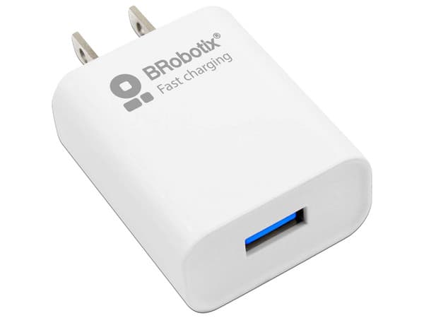 Cargador de pared Brobotix de Carga rápida, Incluye cable lightning de 1m. Color Blanco.