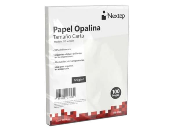 Papel Opalina Nextep Blanca, 99% Blancura, 100 Piezas Tamaño Carta.