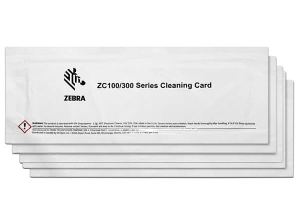 Tarjetas de limpieza Zebra para ZC100 / ZC300.