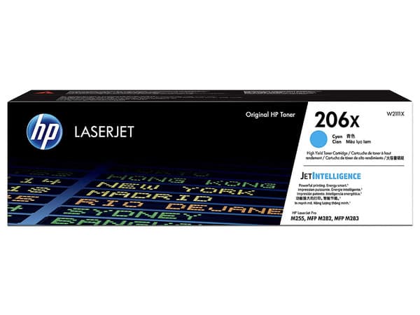 Cartucho de Tóner HP LaserJet 206X, Cian, Modelo: W2111X.