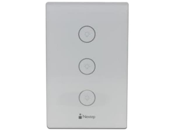 Interruptor Nextep NE-266T Smart de Luz, 3 Botones, Wi-Fi. Color Blanco.