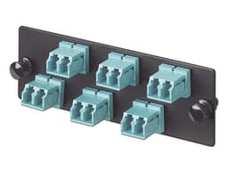 Placa Acopladora de Fibra Optica Panduit, Con 6 Conectores LC Duplex, Para Fibra Multimodo OM3/OM4, Color Aqua. - imagen 1