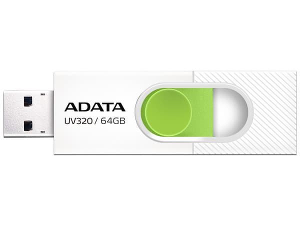 Unidad Flash USB 3.0 ADATA UV320 de 64GB. Color Blanco/Verde.