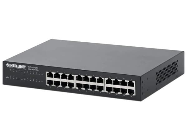 Switch Intellinet Network 561273, 24 puertos RJ-45 10/100/1000 Mbps, Color Negro.