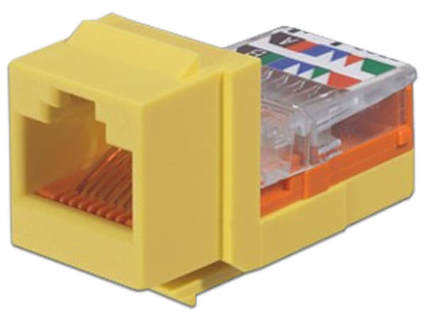 Jack Panduit estilo Leadframe, tipo Keystone, Cat5e. Color Amarillo