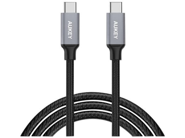 Cable de Datos AUKEY CB-CD6 de USB-C a USB-C, Trenzado, Universal, 2m, 60W, Color Negro.