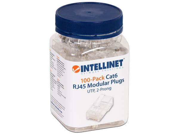 Plugs RJ-45, Cat6, UTP, bote con 100 piezas