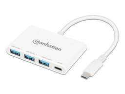 Hub USB-C Manhattan 3 Puertos, USB-C, USB-A y 1 Puerto Power Delivery, Color Blanco. - imagen 1