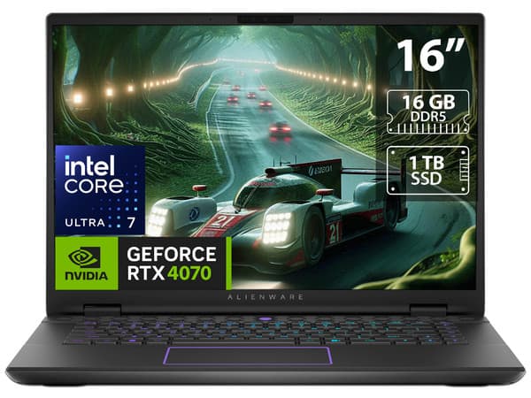 Laptop Gamer Alienware AM16 R2:Procesador Intel Core Ultra 7 155H (hasta 4.8 GHz),Memoria de 16GB DDR5,SSD de 1TB,Pantalla de 16" LED WQXGA (2560 x 1600), 240Hz,Video GeForce RTX 4070 8GB GDDR6,S.O. Windows 11 Home.