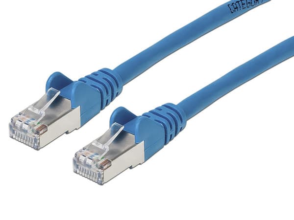 Cable de Red INTELLINET Cat6a, 2.1m, color azul.