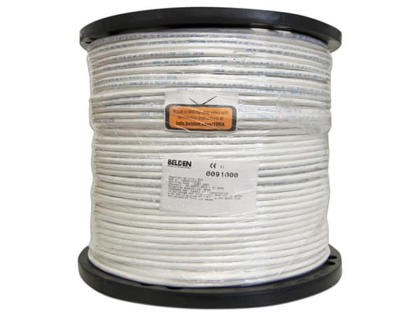 Bobina de cable BELDEN 10GXW12, Cat6a  UTP, 305m,  23 AWG, Color Blanco.