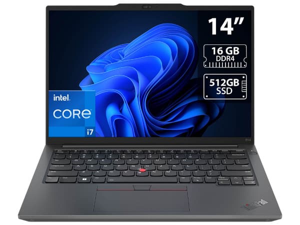 Laptop Lenovo ThinkPad E14 G5: Procesador Intel Core i7 1355U (hasta 5.0 GHz), Memoria de 16GB DDR4, SSD de 512GB, Pantalla de 14" LED, Video UHD Graphics, S.O. Windows 11 Pro (64 Bits).Incluye 3 años de garantía extendida.