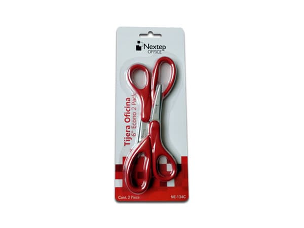 Paquete de Tijeras Nextep NE-134C  Multiusos de 6", Paquete con 2 Piezas, 1 Caja x 6 Paquetes, Color Rojo.