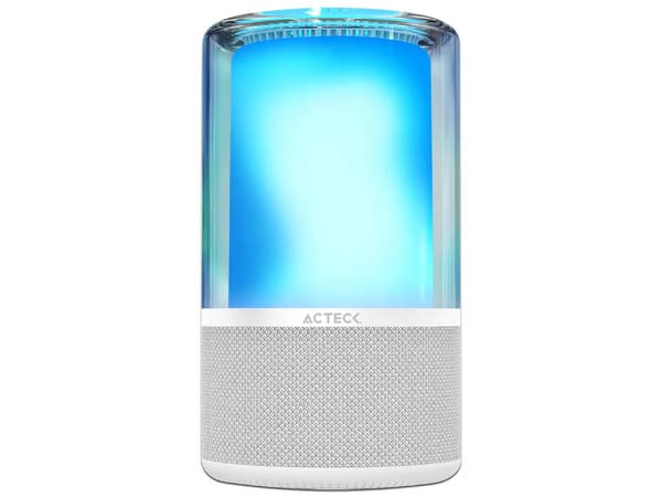 Bocina inalámbrica Acteck Glee Pure AP70, Bluetooth, Iluminación LED, Subwoofer, Color Blanco.