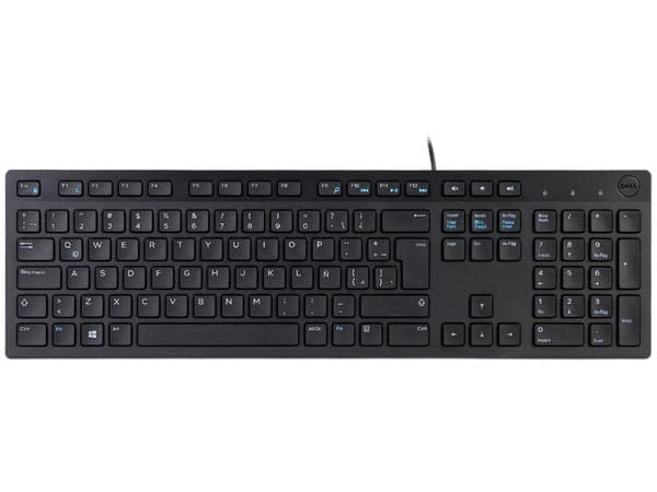 Teclado Alámbrico DELL KB216 con teclas de función multimedia, USB. Color Negro.