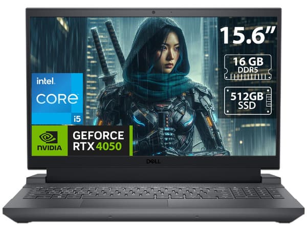 Laptop Gamer DELL G15 5530:Procesador Intel Core i5 13450HX (Hasta 4.6 GHz),Memoria de 16GB DDR5,SSD de 512GB,Pantalla de 15.6" LED, Full HD (1920 x 1080), 165Hz,NVIDIA GeForce RTX 4050 6GB GDDR6,S.O. Windows 11 Home.