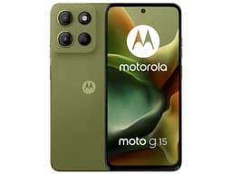 Smartphone Motorola Moto G15:Procesador Mediatek Helio G81 (hasta 2.0 GHz), Memoria RAM de 4GB, Almacenamiento de 128GB, Pantalla LED Multi-Touch de 6.7" FHD+, Bluetooth, Wi-Fi, Cámara principal de 50MP, Android 14, Color Verde. - imagen 1