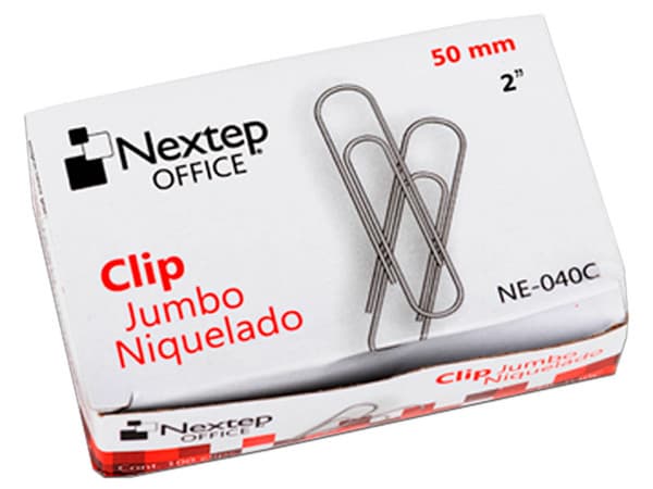 Clip Jumbo Nextep Niquelado. Paquete con 4 piezas.