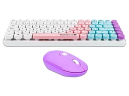 Kit Teclado Y Mouse Techzone Gradient Conexión Inalámbrica Con 85 Teclas Y Mouse Con 4 Botones DPI 1600 Color Blanco, Rosa, Azul Y Morado. - imagen 2