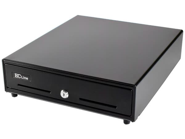 Cajón para Dinero EC Line G5100-II, Capacidad para 4 Billetes y 8 Separadores para Monedas. Color Negro.