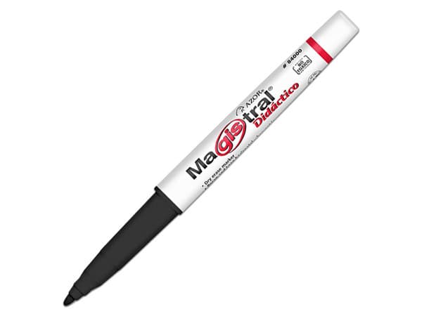 Marcador Didáctico Magistral Punto Fino, Negro, Presentación con 12 Piezas.