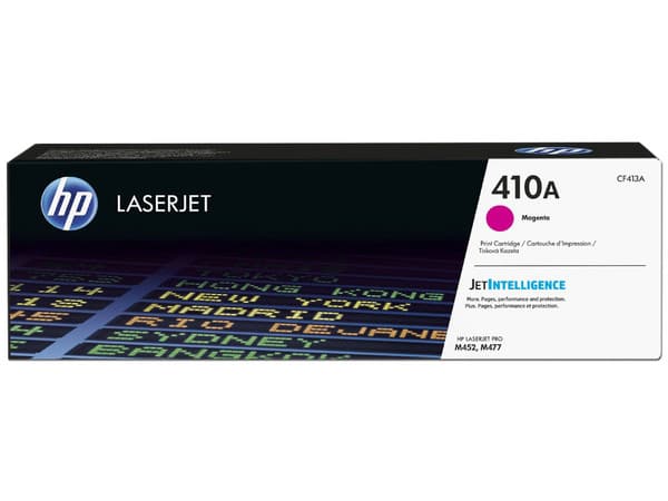 Tóner para impresora HP 410A Magenta Laserjet Original (CF413A).