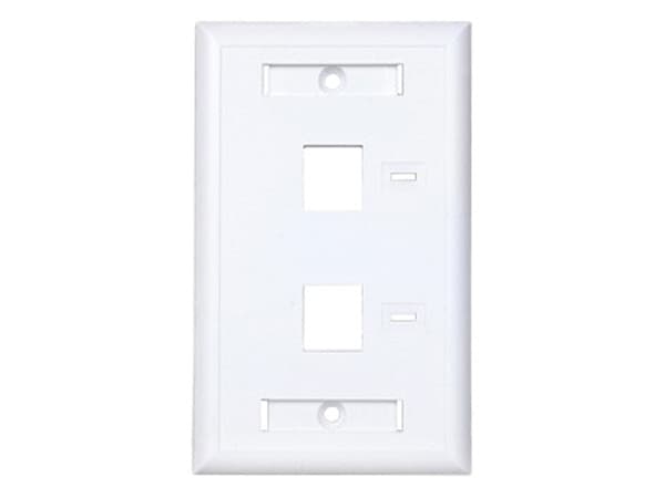 Placa de pared Condumex de 2 salidas RJ45 tipo keystone, Color Blanco.