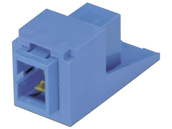 Módulo Acoplador Panduit CMSBUSCZBU de conector SC Simplex, para Fibra Óptica Monomodo OS1/OS2, Tipo Mini-Com. Color Azul