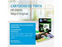 Cartucho de tinta HP 664XL, Color negro Original (F6V31AL). - imagen 2